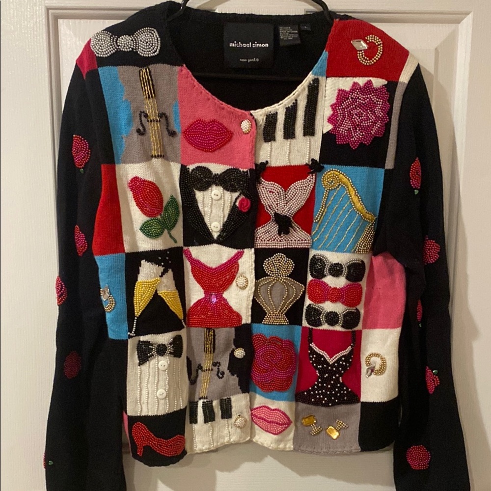Michael Simon Celebration Patchwork Sweater - image 1